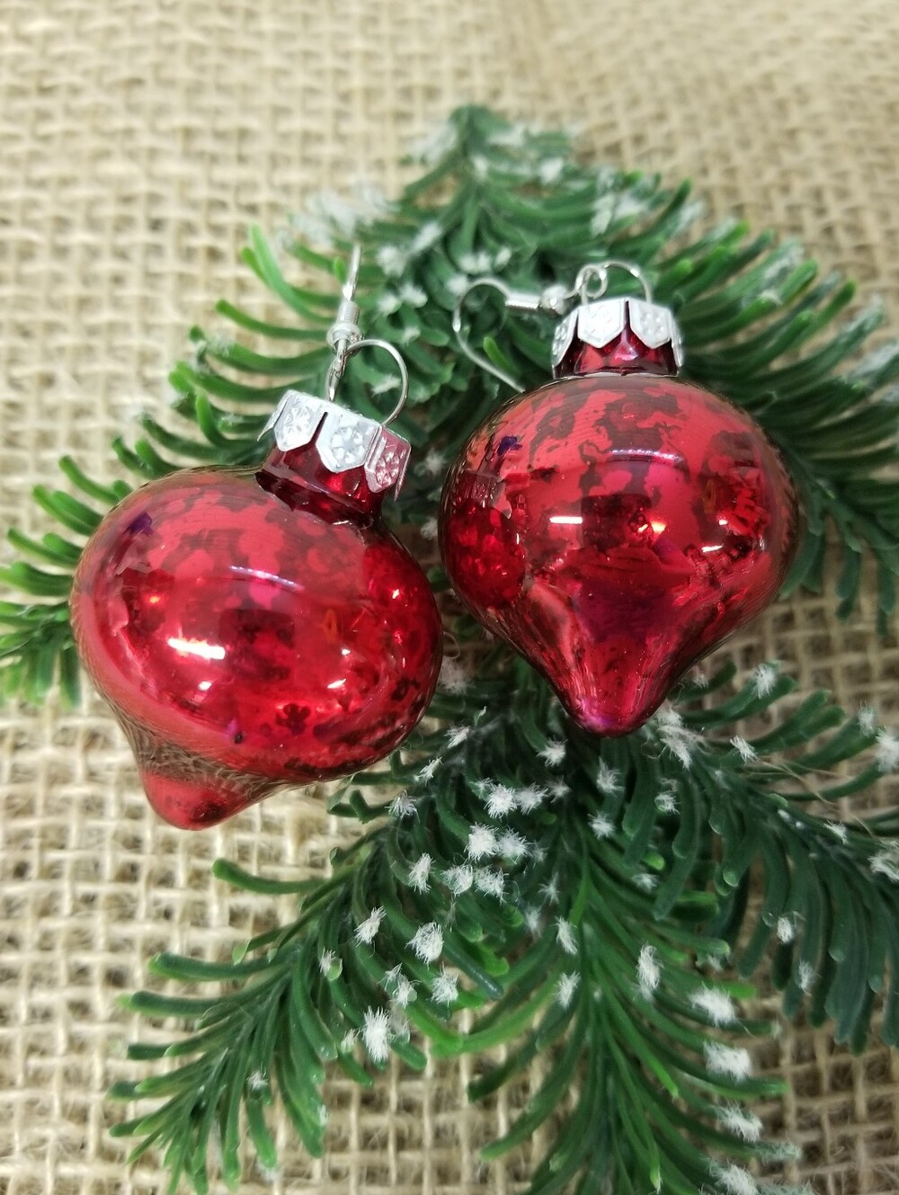 Red Holiday Bulb Earrings - Picture 1 of 5